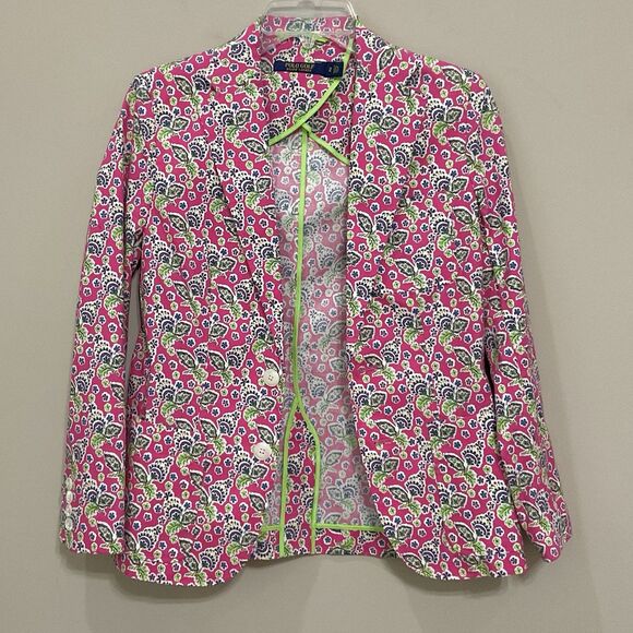 Polo Golf Floral Blazer Ralph Lauren Jacket Sz 2 Pink Colorful Cruise $225 - Picture 1 of 5
